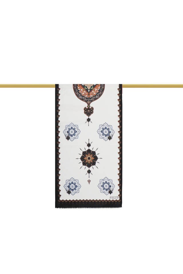 Black Brown Belly Voile Silk Foulard - 2