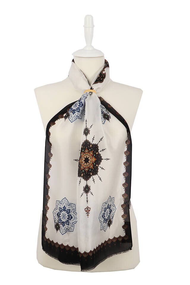 Black Brown Belly Voile Silk Foulard 