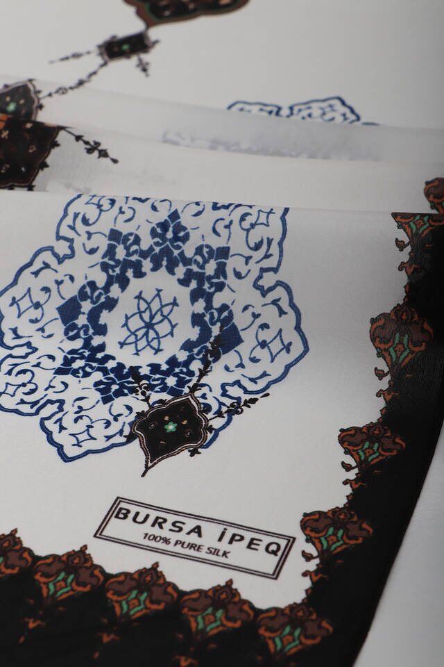 Black Brown Belly Voile Silk Foulard - 3