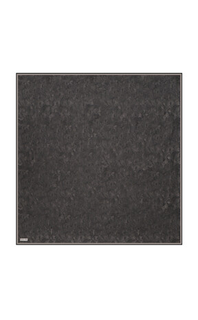 Black Brush Pattern Twill Silk Square Scarf 