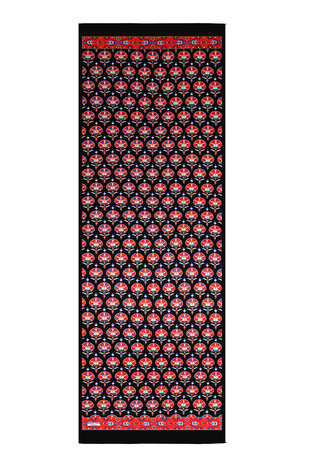 Black Carnation Pattern Silk Foulard - Thumbnail