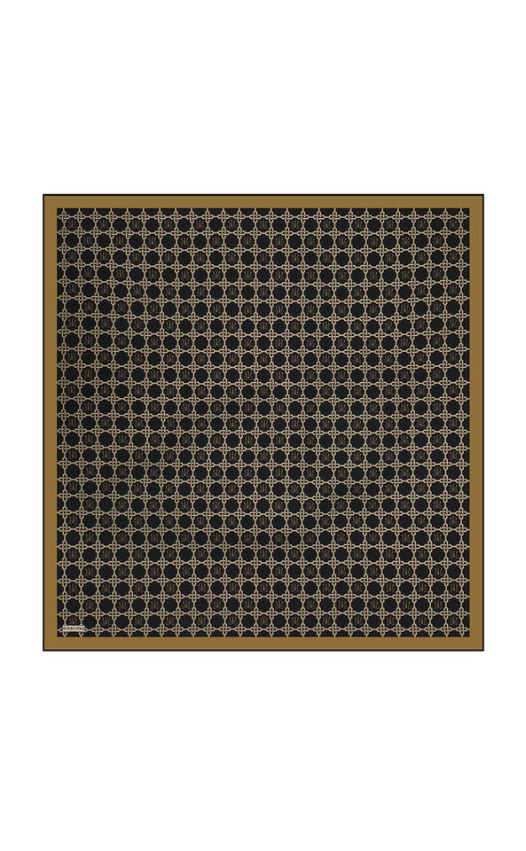 Black Chain Monogram Twill Silk Square Scarf - Bursa İpek