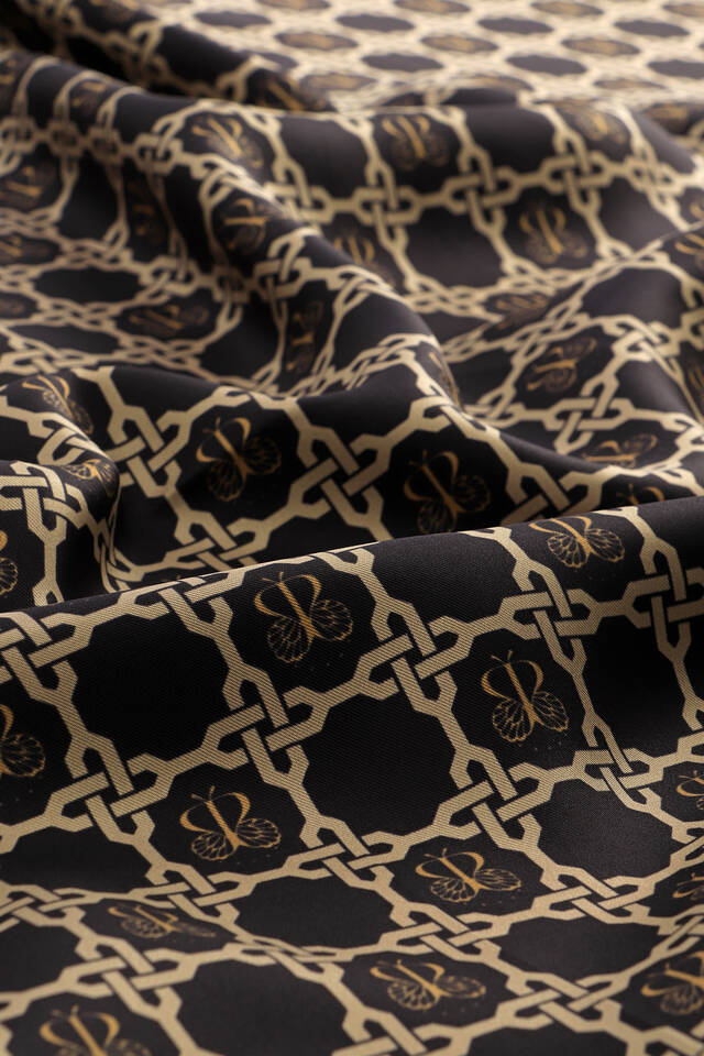 Black Chain Monogram Twill Silk Square Scarf - 3