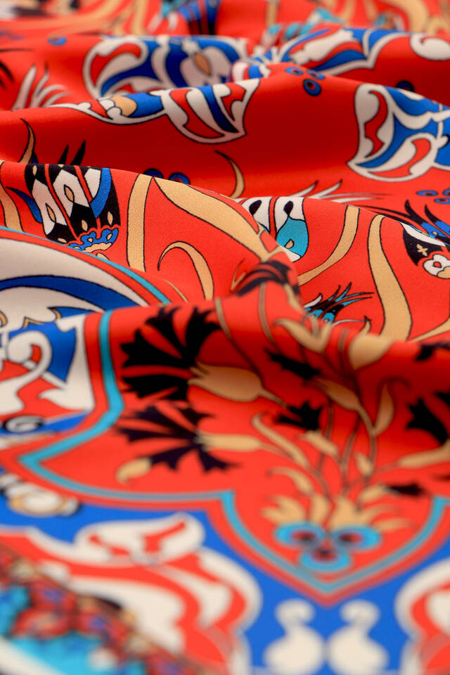 Black Çintemani Carnation Pattern Silky Pocket Square - 3