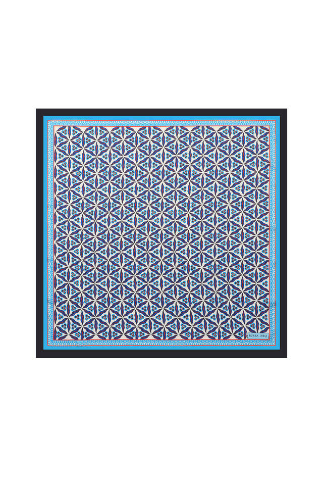 Black Çintemani Pattern Silky Pocket Square - Bursa İpek