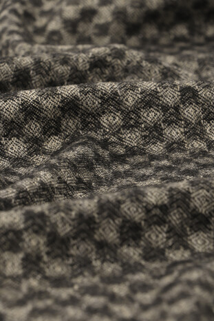 Black Cream Patterned Men's Wool Scarf - Thumbnail