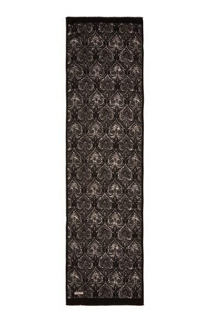 Black Damask Pattern Silk Foulard - Thumbnail