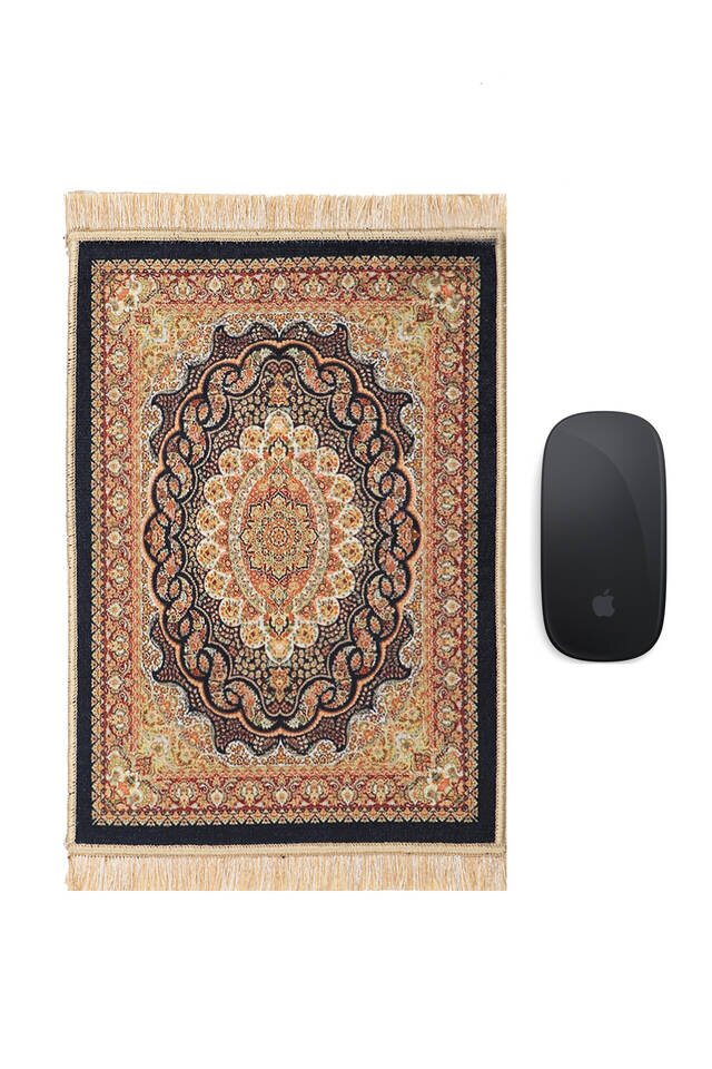 Black Decorative Small Carpet Mousepad - Bursa İpek