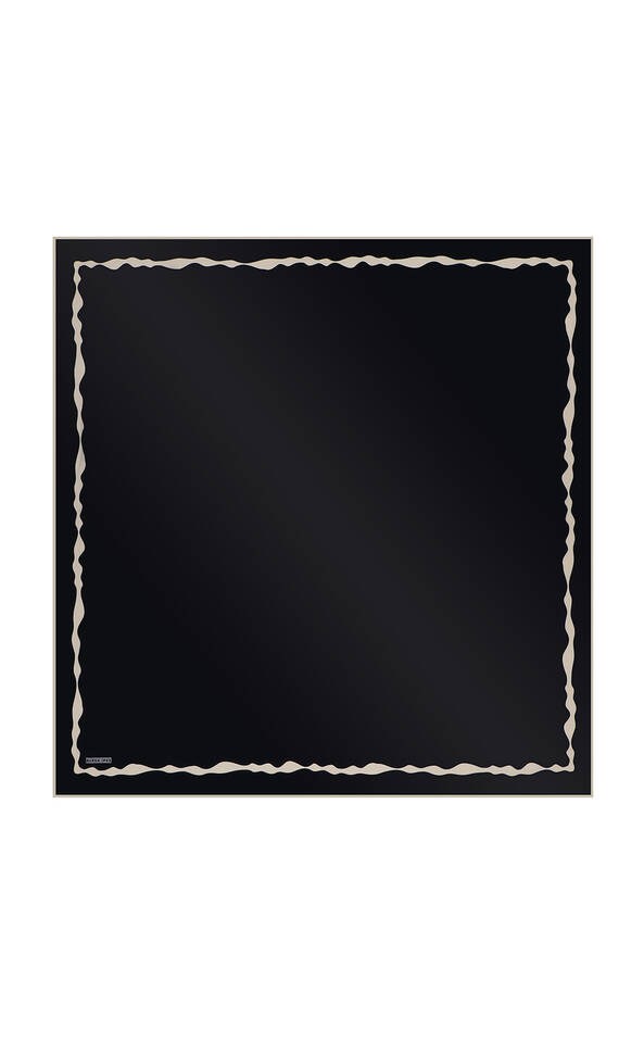 Black Edge Watery Wave Silk Square Scarf - 1