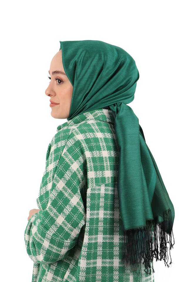 Black Emerald Silk Look Scarf - Bursa İpek