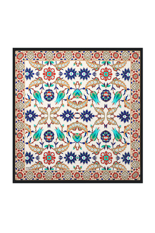 Black Gold Efes Pattern Silk Square Scarf 