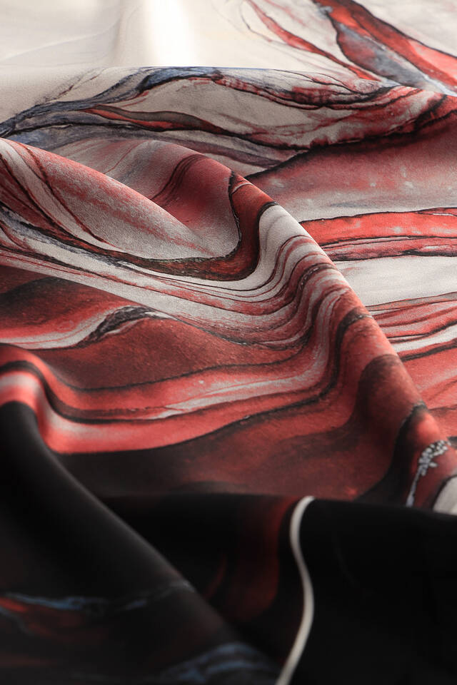 Black Granite Pattern Sura Silk Square Scarf - 3