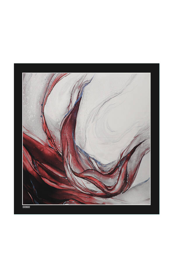 Black Granite Pattern Sura Silk Square Scarf - Bursa İpek