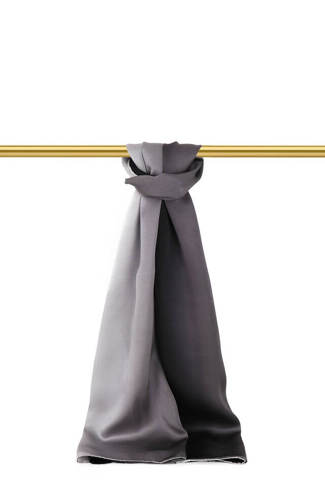 Black Gray Gradient Silk Scarf - 1