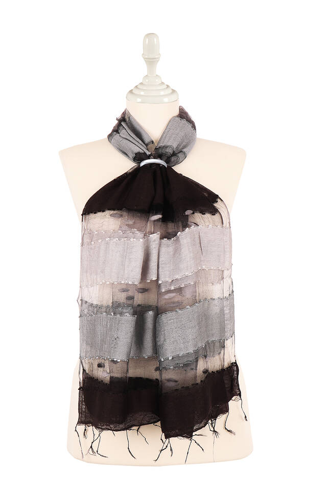 Black Grey Gradient Cone Foulard - Bursa İpek