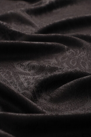 Black Jamawar Woven Silk Foulard - Thumbnail