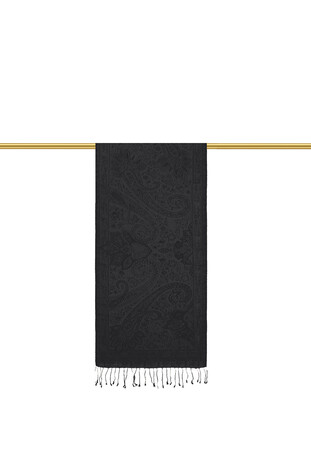 Black Jamawar Woven Silk Foulard - Thumbnail