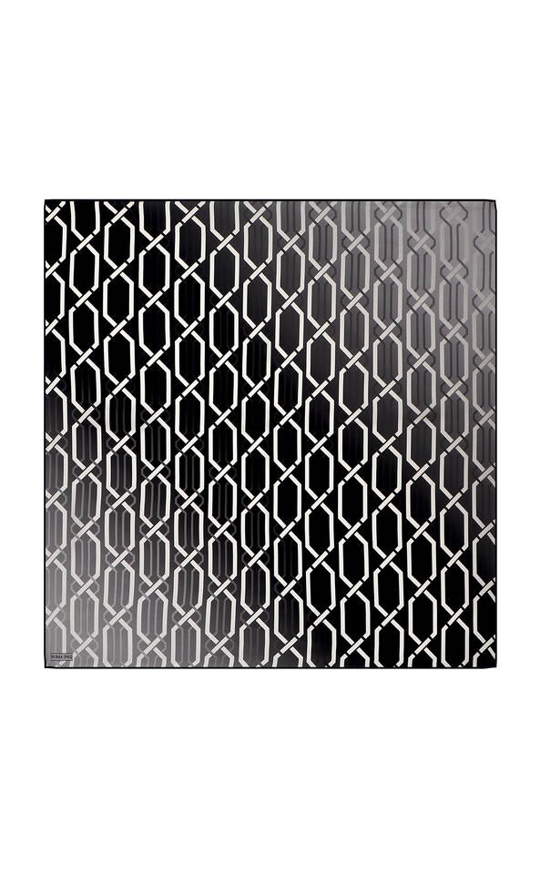 Black Knitted Pattern Sura Silk Square Scarf - Bursa İpek
