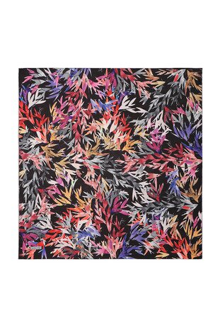 Black Leaf Pattern Soft Square Scarf 