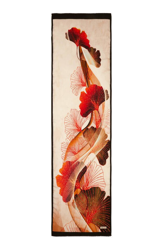 Black Lily Pattern Silk Foulard - 4