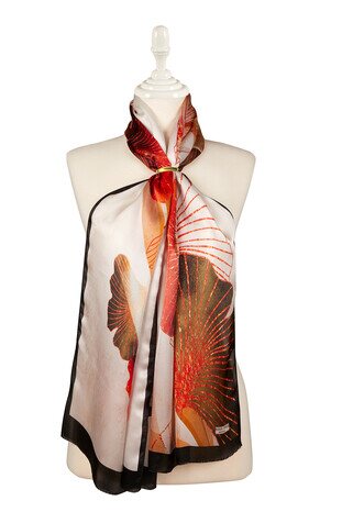 Black Lily Pattern Silk Foulard 