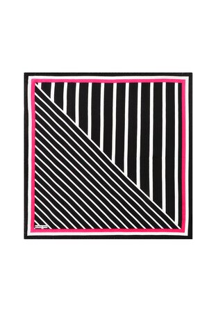 Black Line Pattern Silk Pocket Square - Thumbnail