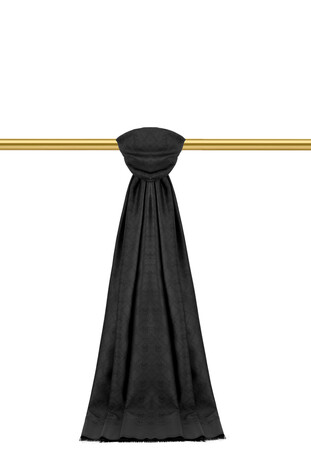 Black Monogram Pattern Jacquard Silk Scarf 