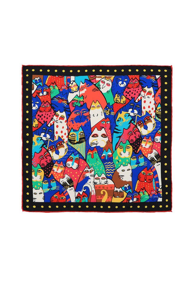 Black Mustard Patterned Silky Pocket Square - 1