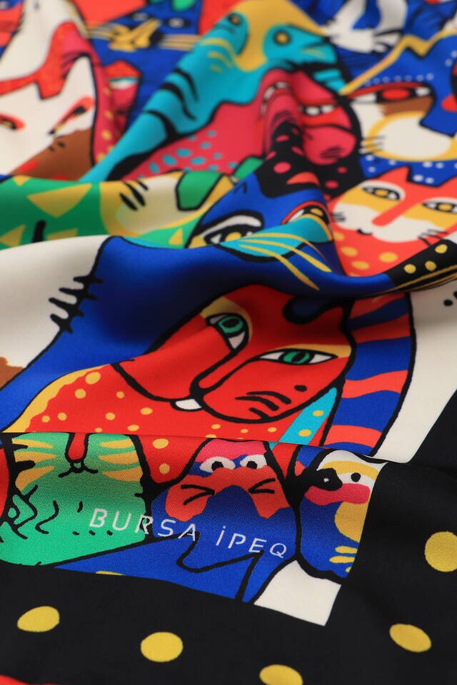 Black Mustard Patterned Silky Pocket Square - 3