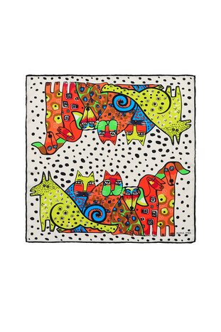 Black Orange Patterned Silky Pocket Square 