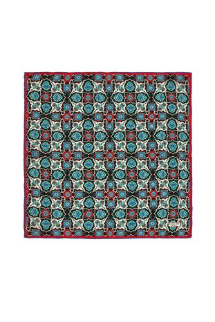 Black P.Green Tile Spiral Pattern Silk Pocket Square - Thumbnail