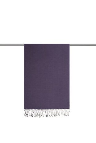 Black Purple Silk Look Scarf - Thumbnail