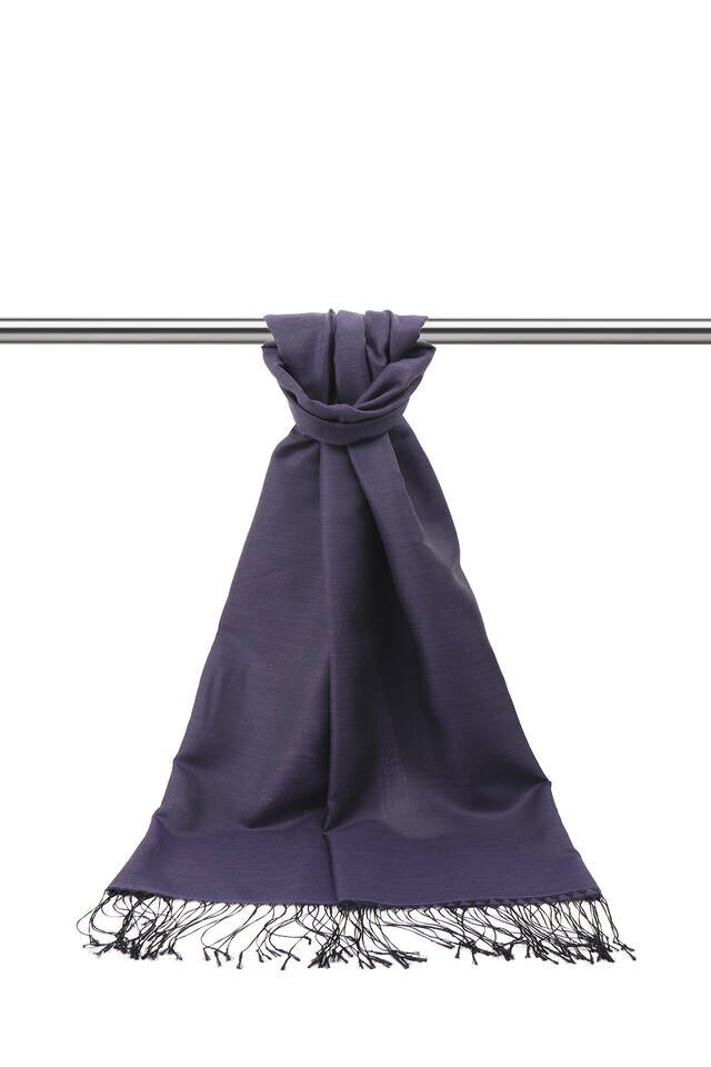 Black Purple Silk Look Scarf - 2