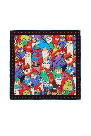 Black Red Patterned Silky Pocket Square 