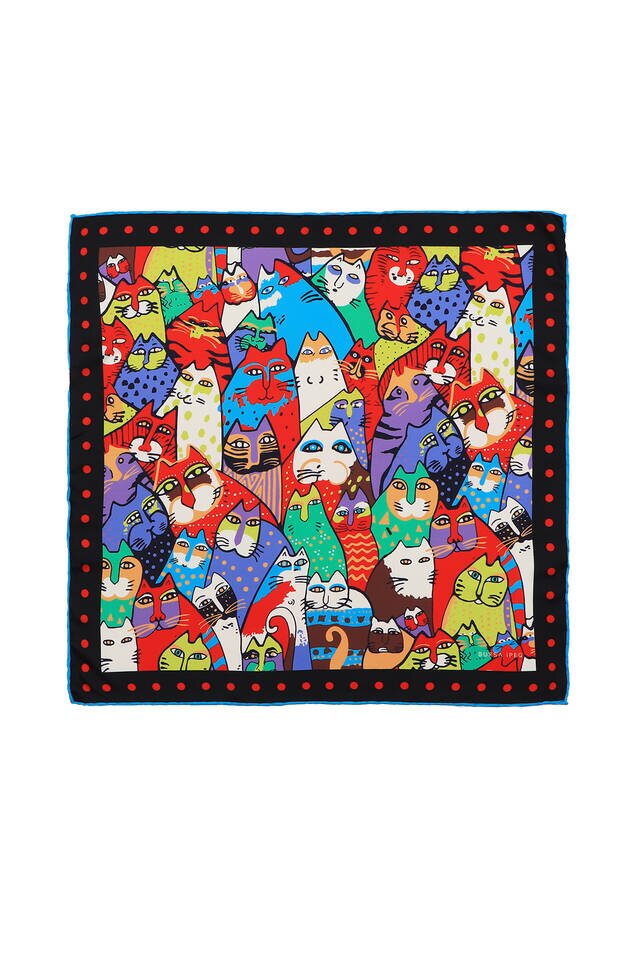 Black Red Patterned Silky Pocket Square - 1