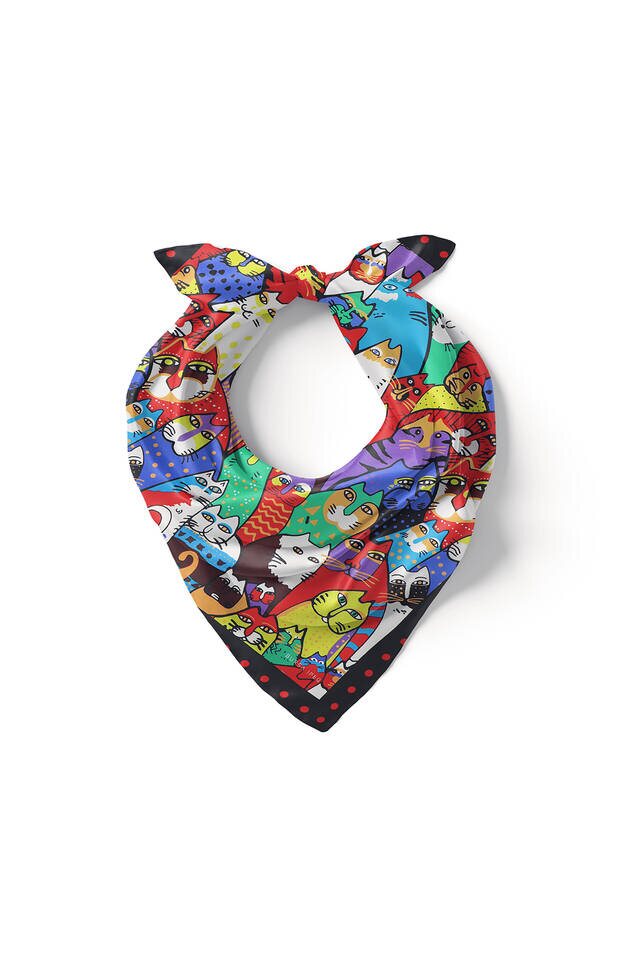 Black Red Patterned Silky Pocket Square - 2