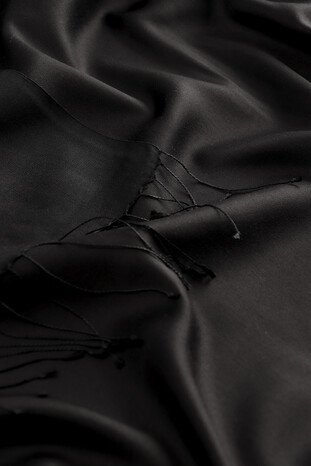 Black Reversible Silk Scarf - Thumbnail