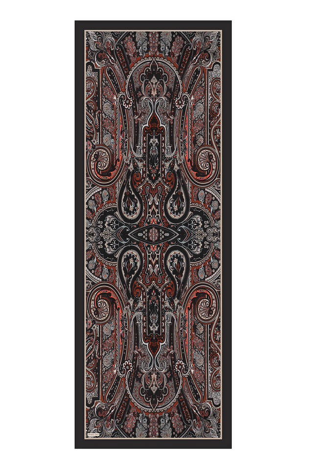 Black Sahara Pattern Sura Silk Scarf - 3