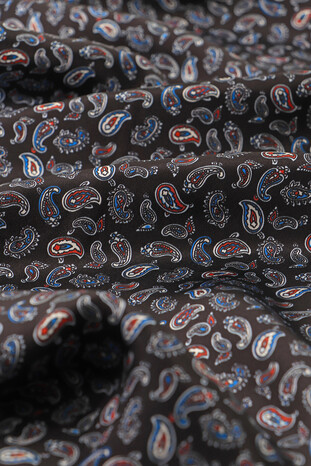 Black Shawl Pattern Men's Silk Scarf - Thumbnail