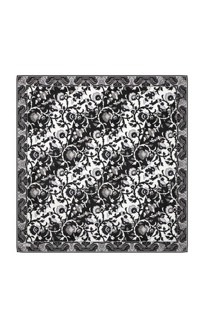 Black Shawl Pattern Voile Silk Square Scarf 