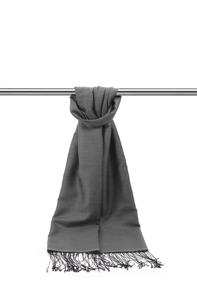 Black Smoked Silk Look Scarf - 2