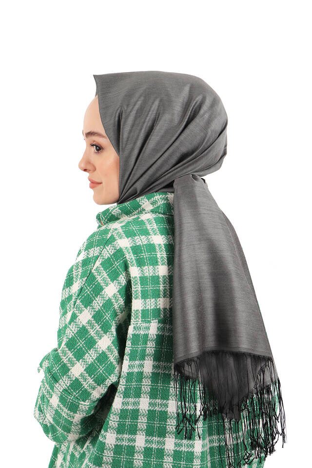 Black Smoked Silk Look Scarf 