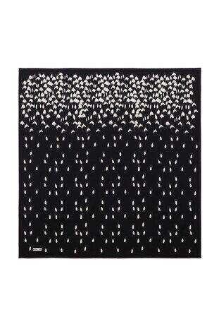 Black Snowdrop Sura Silk Square Scarf 