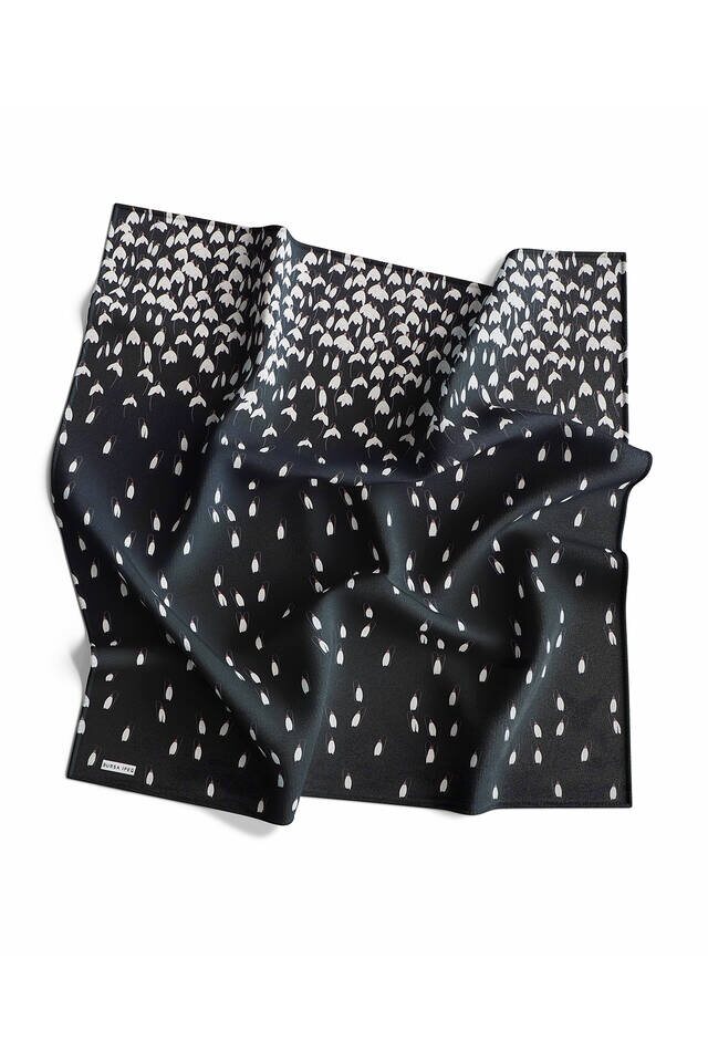 Black Snowdrop Sura Silk Square Scarf - 4