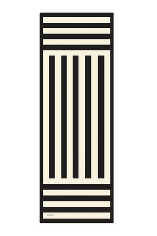 Black Stripe Pattern Twill Silk Scarf - Thumbnail