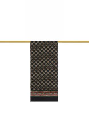 Black Tile Pattern Men's Silk Foulard - Thumbnail