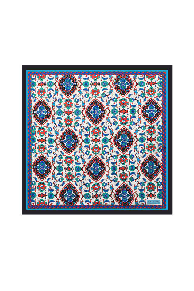 Black Tile Pattern Silky Pocket Square - Bursa İpek