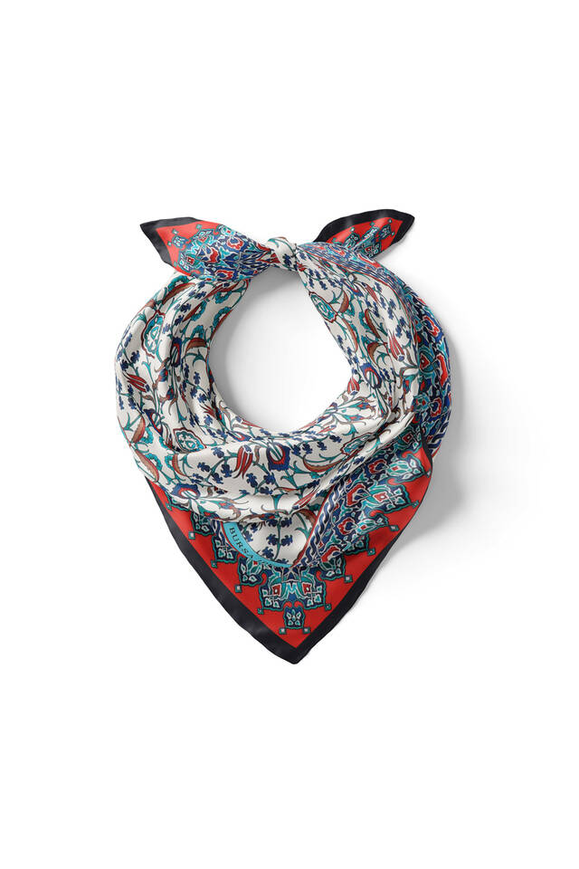 Black Tile Tulip Pattern Silky Pocket Square - 2