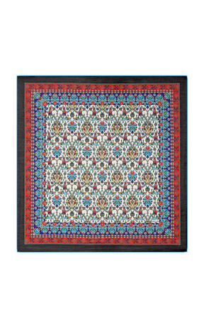 Black Tile Tulip Pattern Soft Square Scarf 