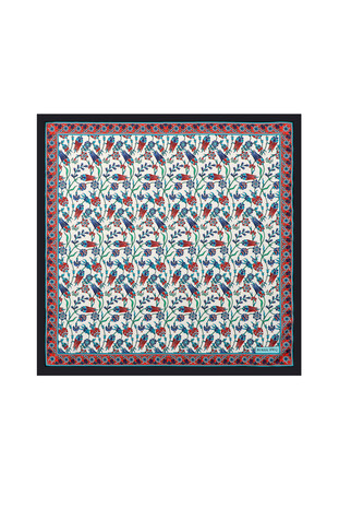 Black Tulip Pattern Silky Pocket Square 